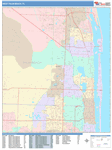 West Palm Beach  Wall Map Color Cast Style